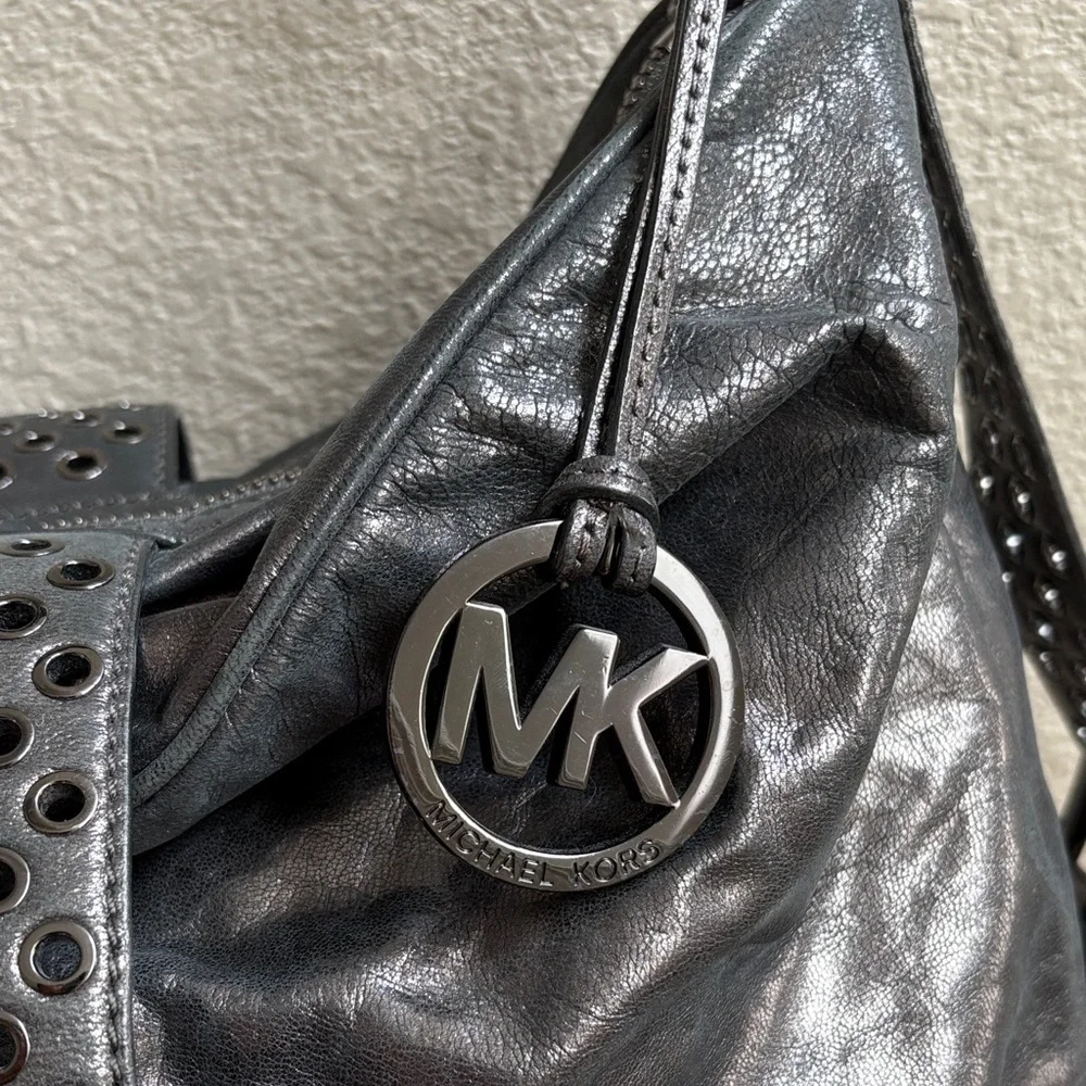 Vintage Michael Kors Metallic Leather Shoulder Bag with Studded Strap